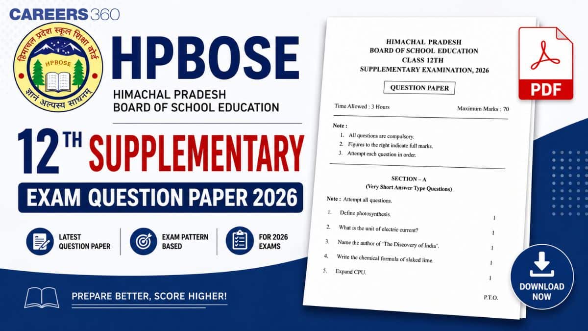 HPBOSE HP Board 12th Supplementary Question Paper 2026 PDF Download - English, Physics, Chemistry, Mathematics